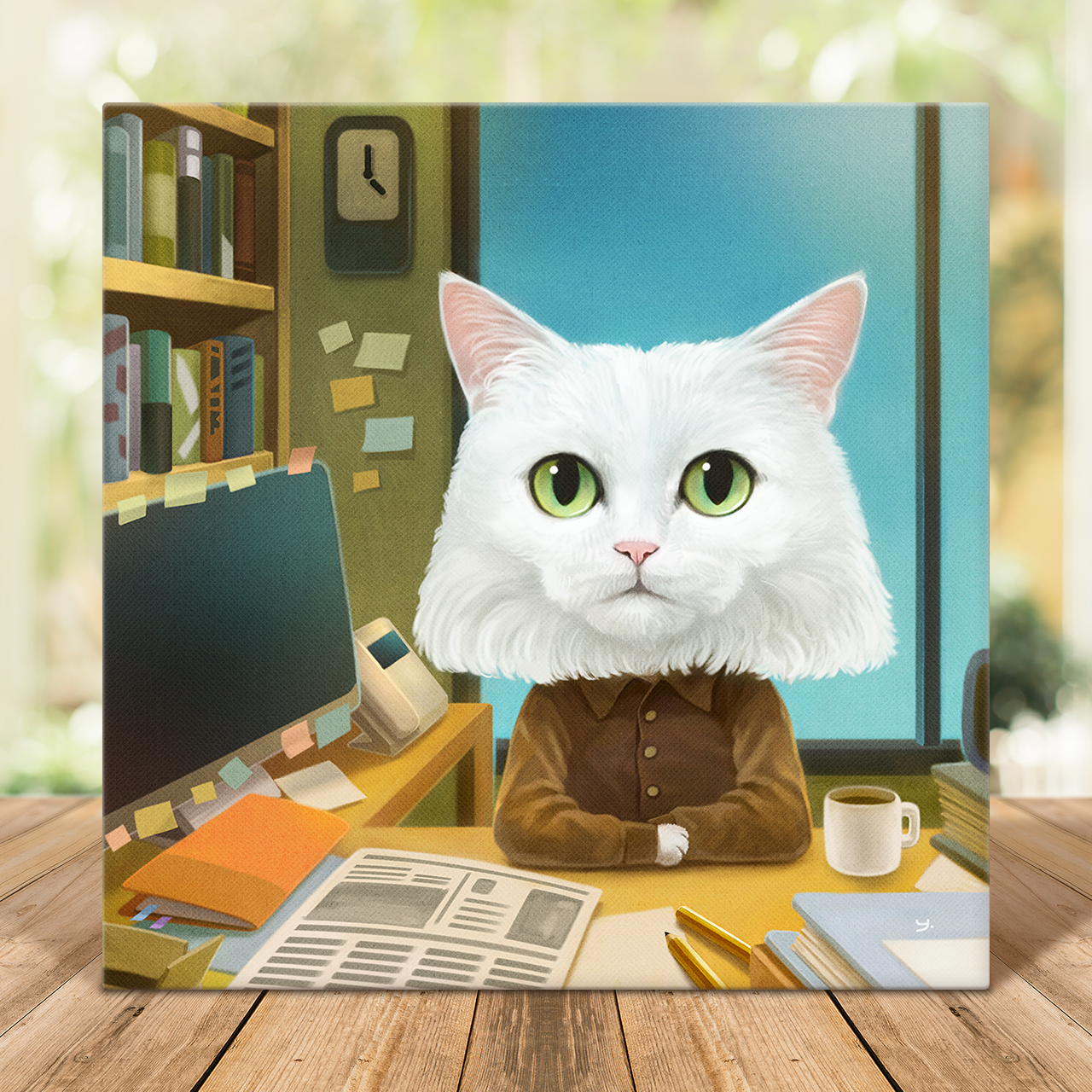 신문 편집장 고양이 | 캔버스 액자